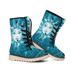 Geometric Celestial Sun And Moon Print Winter Boots