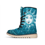 Geometric Celestial Sun And Moon Print Winter Boots