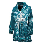 Geometric Celestial Sun And Moon Print Women's Bathrobe