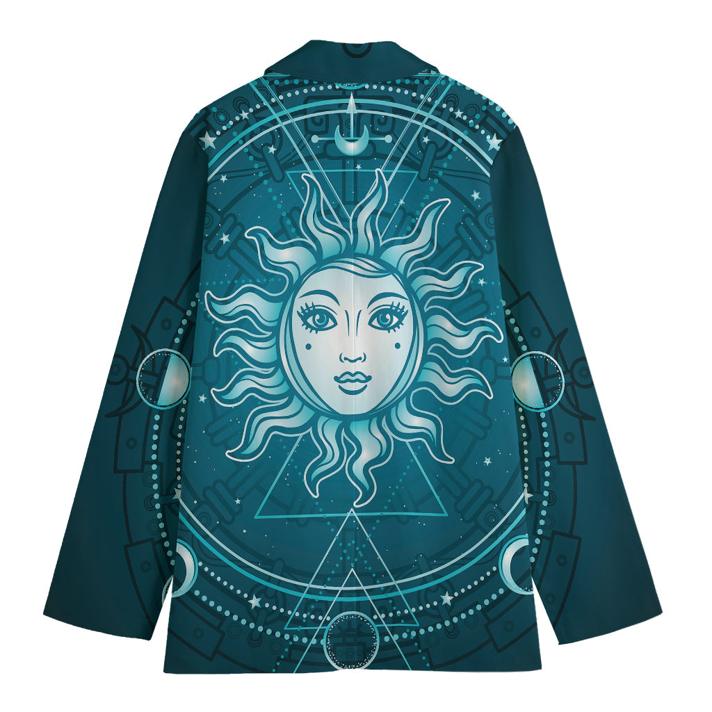 Geometric Celestial Sun And Moon Print Women's Blazer