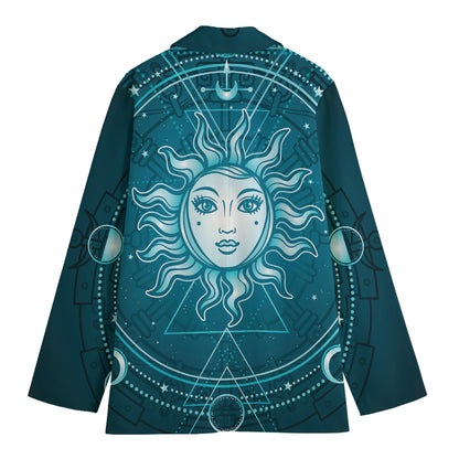 Geometric Celestial Sun And Moon Print Women's Blazer