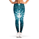 Geometric Celestial Sun And Moon Print Women's Leggings