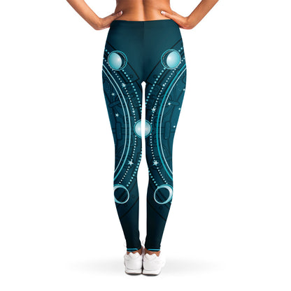 Geometric Celestial Sun And Moon Print Women's Leggings
