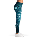 Geometric Celestial Sun And Moon Print Women's Leggings