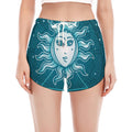 Geometric Celestial Sun And Moon Print Women's Split Running Shorts