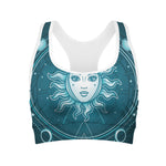 Geometric Celestial Sun And Moon Print Women's Sports Bra