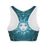 Geometric Celestial Sun And Moon Print Women's Sports Bra