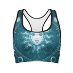 Geometric Celestial Sun And Moon Print Women's Sports Bra