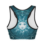 Geometric Celestial Sun And Moon Print Women's Sports Bra