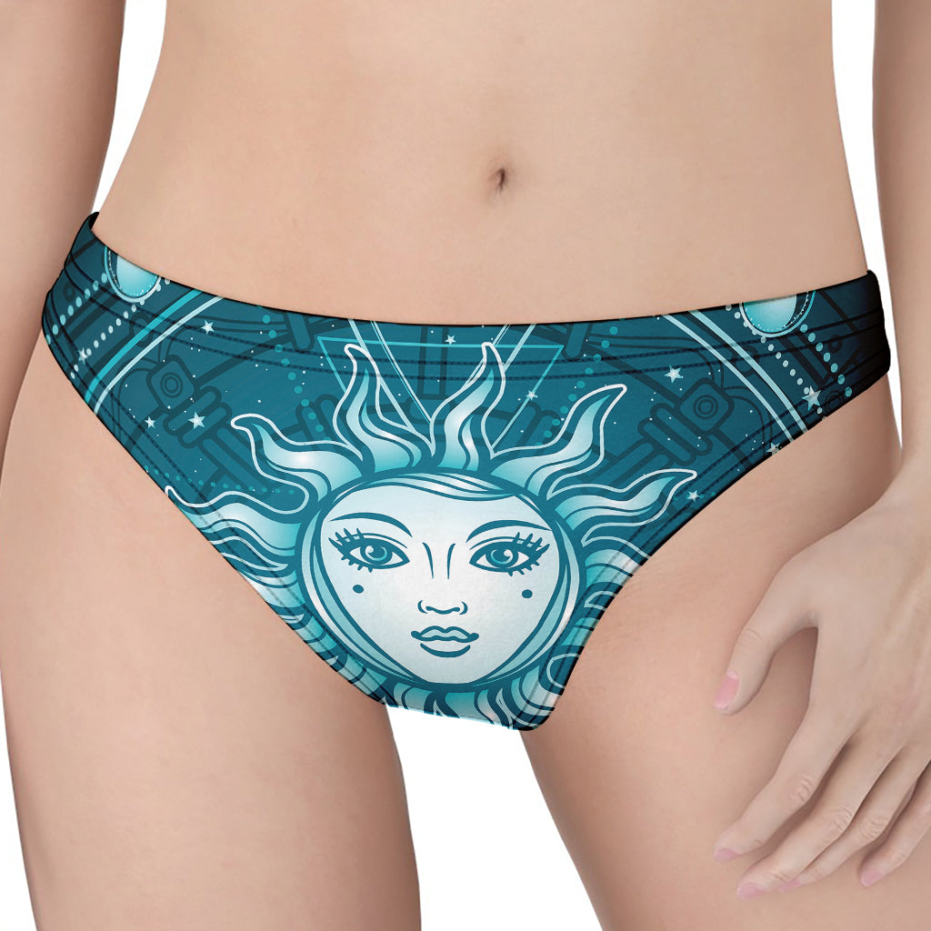 Geometric Celestial Sun And Moon Print Women's Thong