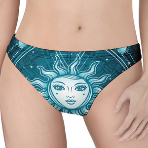 Geometric Celestial Sun And Moon Print Women's Thong