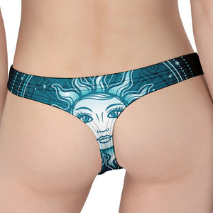 Geometric Celestial Sun And Moon Print Women's Thong