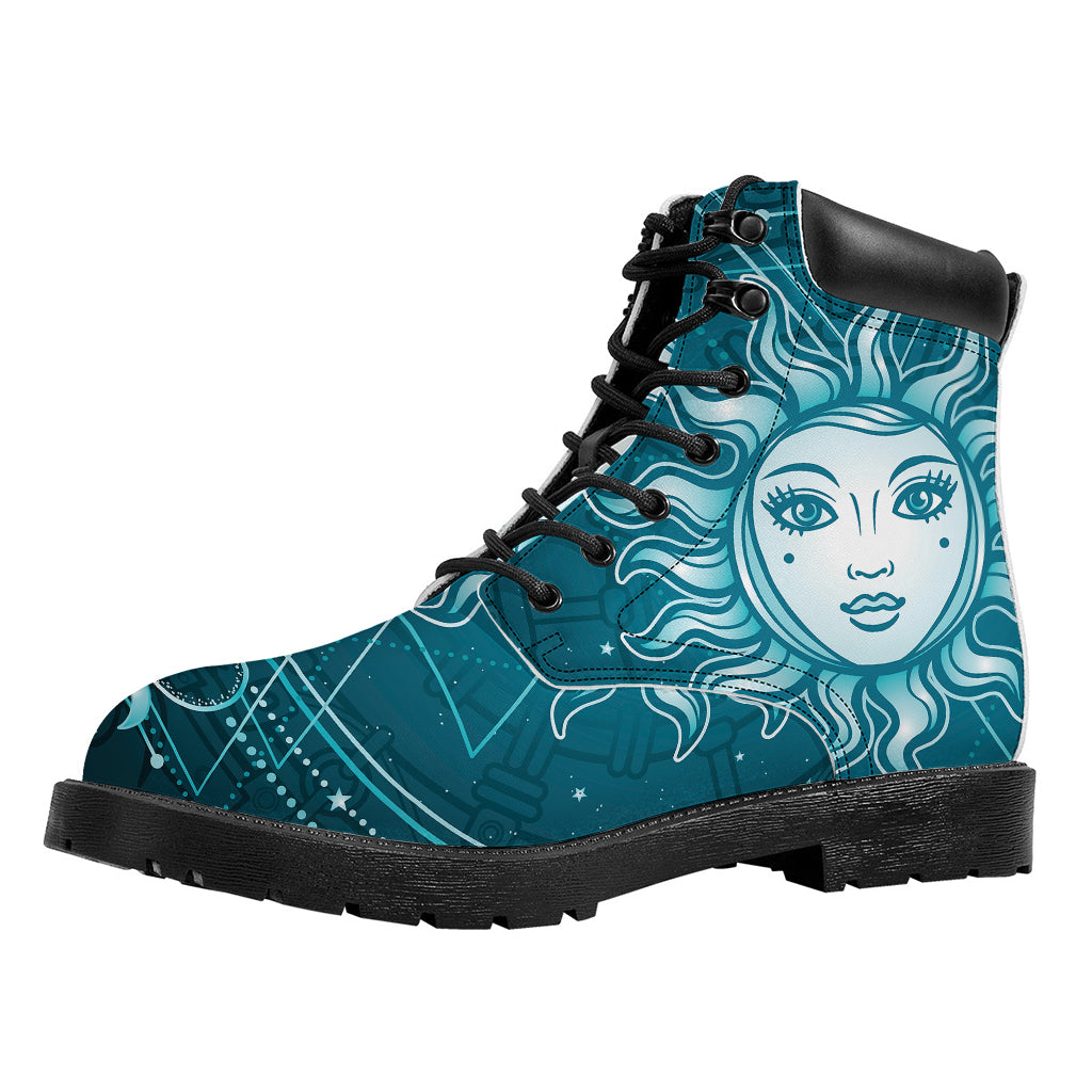 Geometric Celestial Sun And Moon Print Work Boots