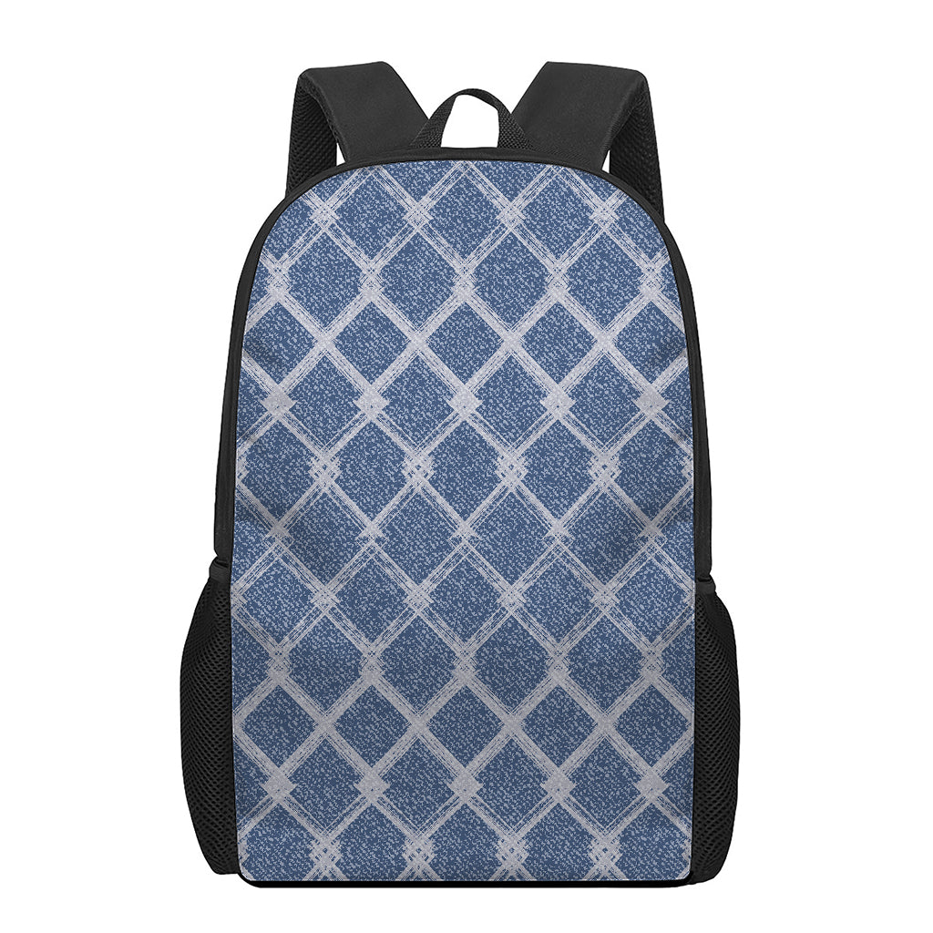 Geometric Denim Jeans Pattern Print 17 Inch Backpack