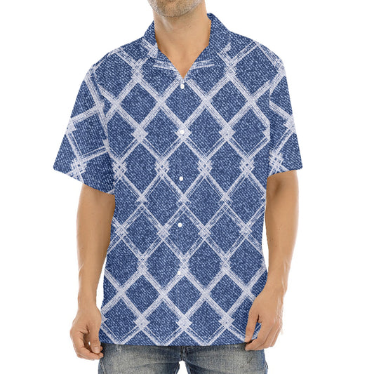 Geometric Denim Jeans Pattern Print Aloha Shirt