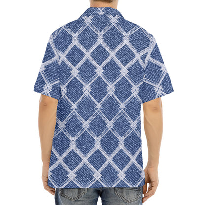 Geometric Denim Jeans Pattern Print Aloha Shirt