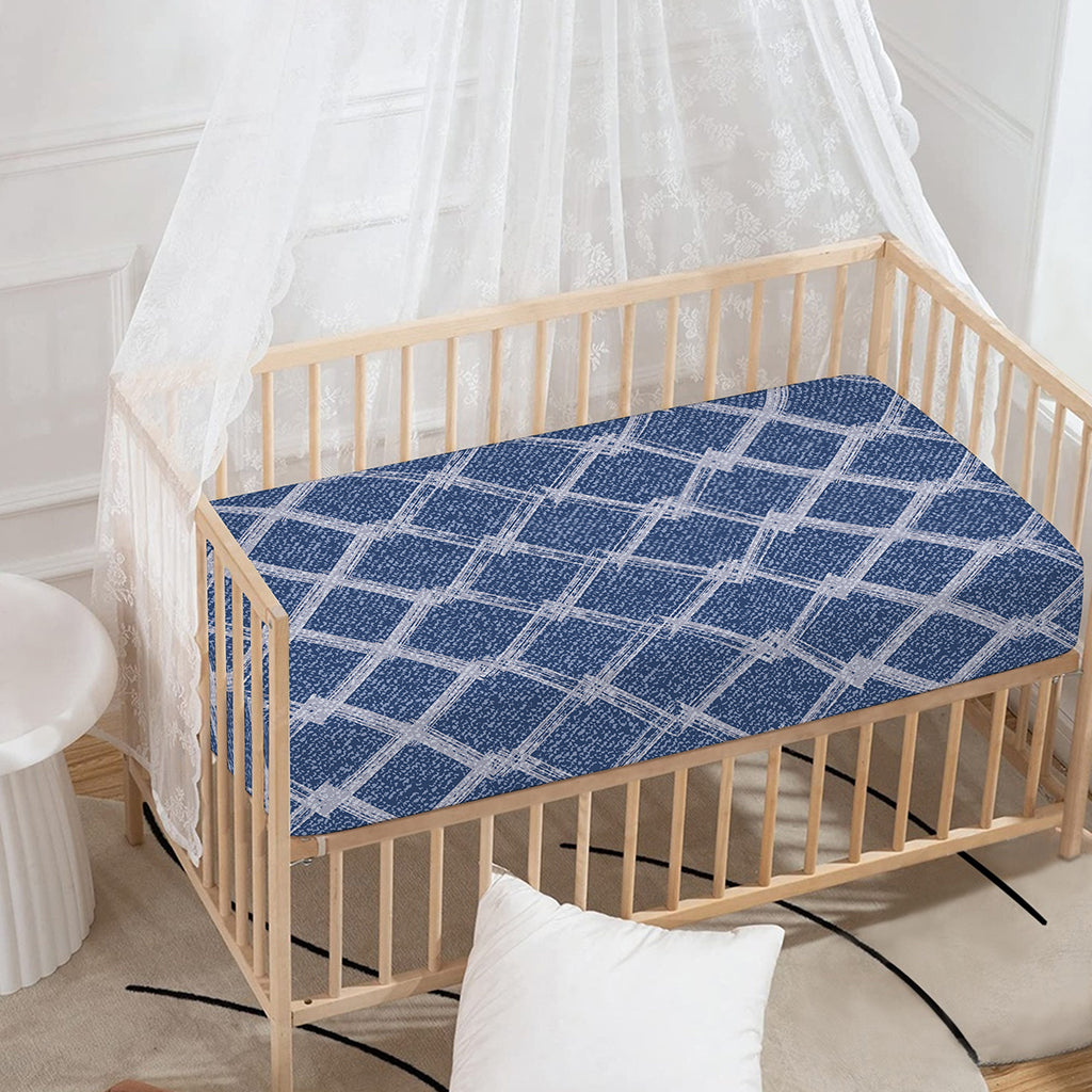 Geometric Denim Jeans Pattern Print Baby Crib Sheet