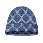 Geometric Denim Jeans Pattern Print Beanie