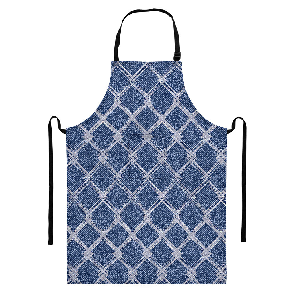 Geometric Denim Jeans Pattern Print Bib Apron With Pocket