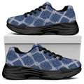Geometric Denim Jeans Pattern Print Black Chunky Shoes