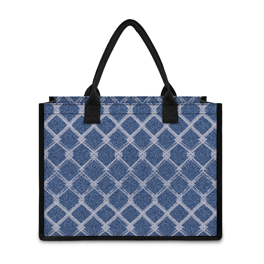 Geometric Denim Jeans Pattern Print Canvas Tote Bag