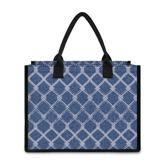 Geometric Denim Jeans Pattern Print Canvas Tote Bag