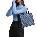 Geometric Denim Jeans Pattern Print Canvas Tote Bag