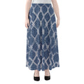 Geometric Denim Jeans Pattern Print Chiffon Maxi Skirt