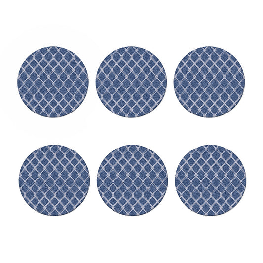 Geometric Denim Jeans Pattern Print Coaster Set