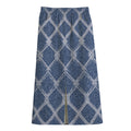 Geometric Denim Jeans Pattern Print Cotton Front Slit Maxi Skirt