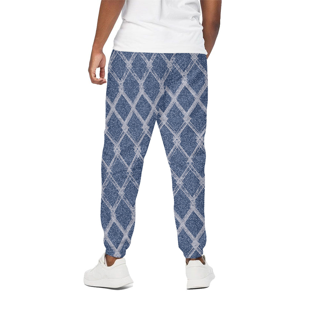 Geometric Denim Jeans Pattern Print Cotton Pants
