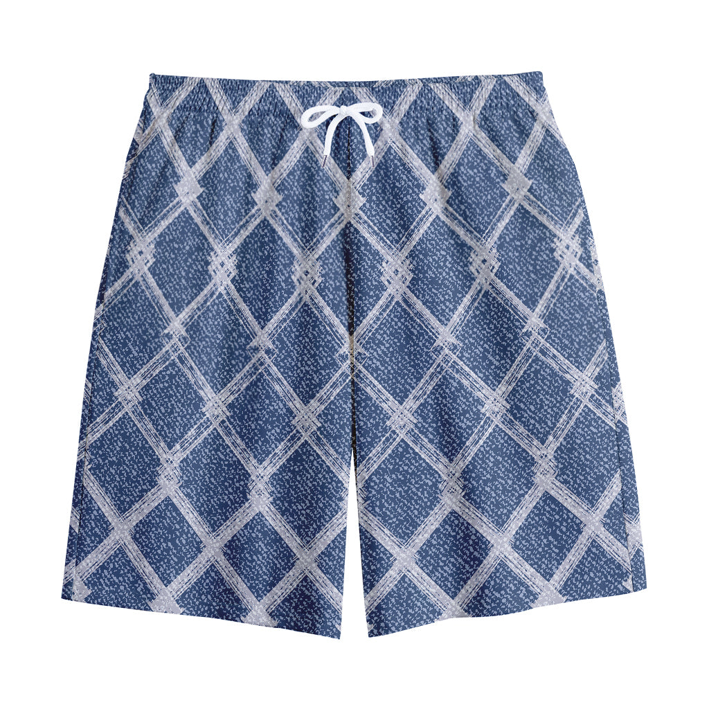 Geometric Denim Jeans Pattern Print Cotton Shorts