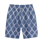 Geometric Denim Jeans Pattern Print Cotton Shorts