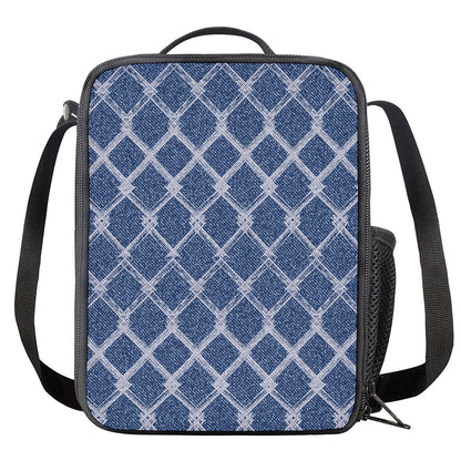 Geometric Denim Jeans Pattern Print Crossbody Lunch Bag