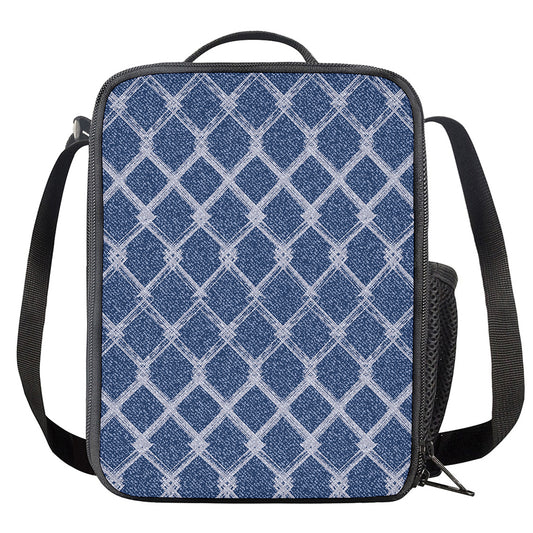 Geometric Denim Jeans Pattern Print Crossbody Lunch Bag