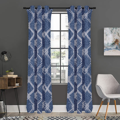 Geometric Denim Jeans Pattern Print Curtain