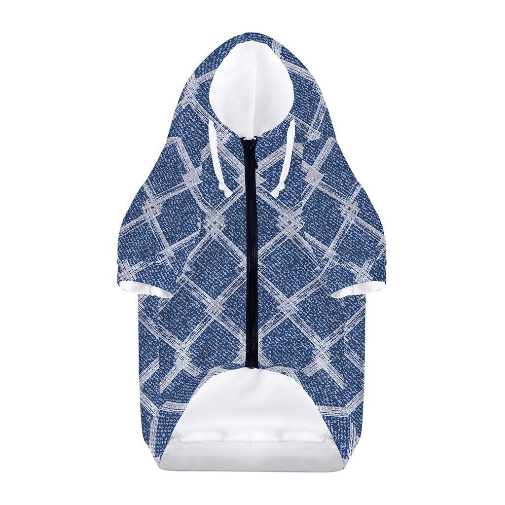 Geometric Denim Jeans Pattern Print Dog Zip Up Hoodie