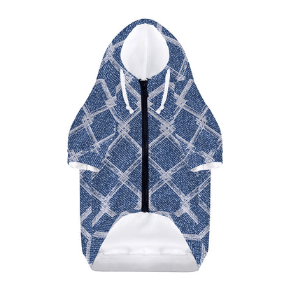 Geometric Denim Jeans Pattern Print Dog Zip Up Hoodie