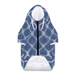 Geometric Denim Jeans Pattern Print Dog Zip Up Hoodie