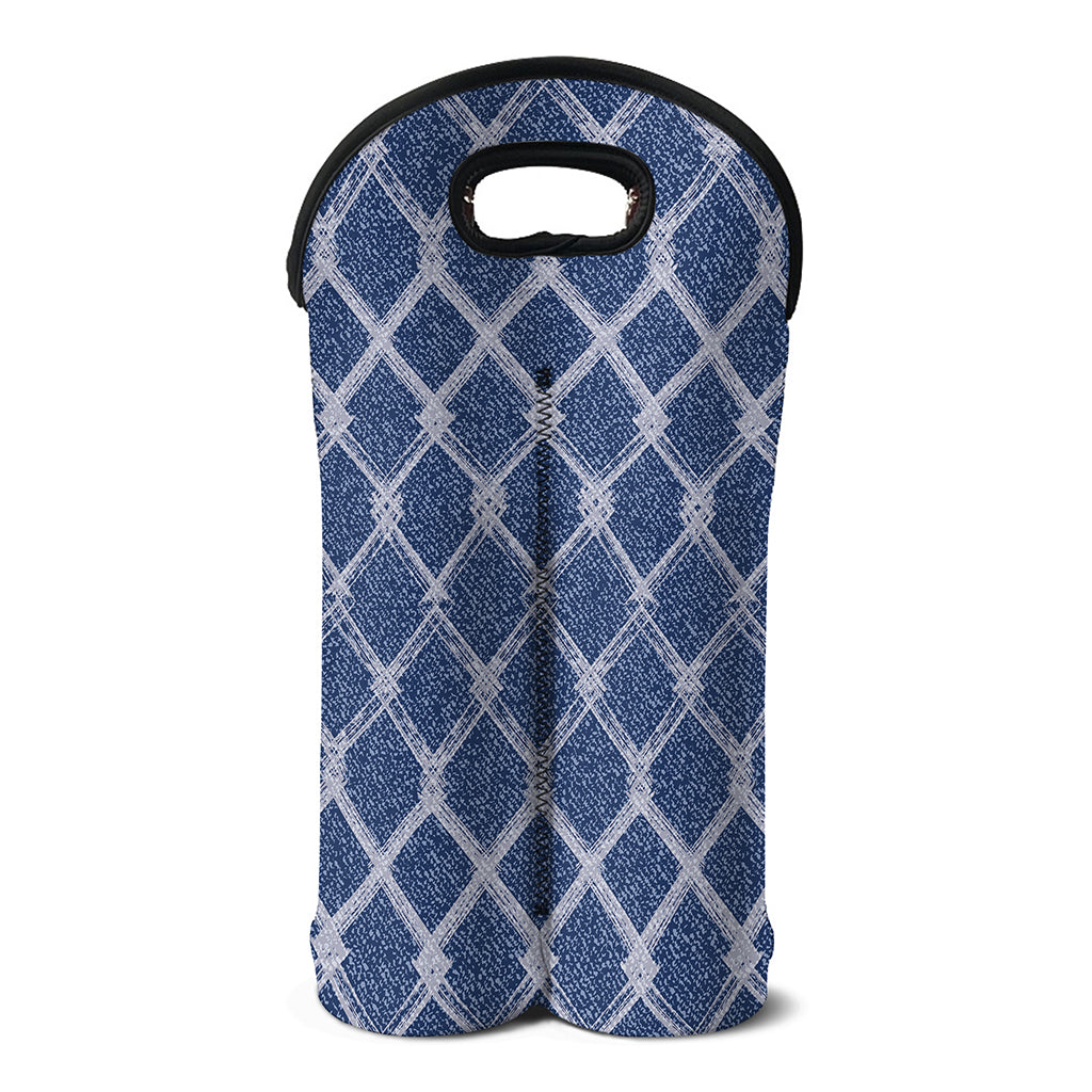 Geometric Denim Jeans Pattern Print Double Neoprene Wine Tote