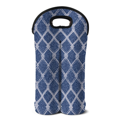 Geometric Denim Jeans Pattern Print Double Neoprene Wine Tote
