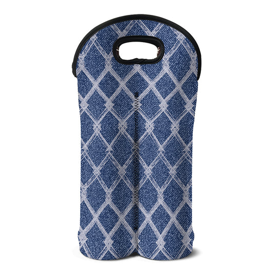 Geometric Denim Jeans Pattern Print Double Neoprene Wine Tote