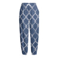 Geometric Denim Jeans Pattern Print Fleece Lined Knit Pants