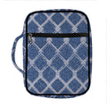 Geometric Denim Jeans Pattern Print Front Pocket Bible Bag