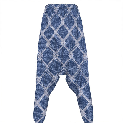 Geometric Denim Jeans Pattern Print Hammer Pants