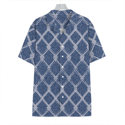 Geometric Denim Jeans Pattern Print Hawaiian Shirt