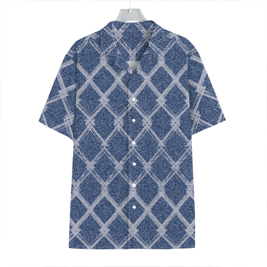 Geometric Denim Jeans Pattern Print Hawaiian Shirt