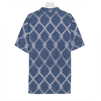 Geometric Denim Jeans Pattern Print Hawaiian Shirt