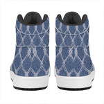 Geometric Denim Jeans Pattern Print High Top Leather Sneakers