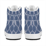 Geometric Denim Jeans Pattern Print High Top Leather Sneakers